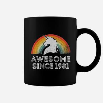 Vintage Unicorn Awesome Since 1981 40th Birthday 40 Years Old Coffee Mug - Seseable
