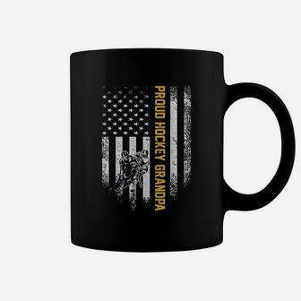 Vintage Usa American Flag Proud Hockey Grandpa Silhouette Coffee Mug - Seseable