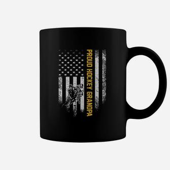 Vintage Usa American Flag Proud Hockey Grandpa Silhouette Coffee Mug - Seseable