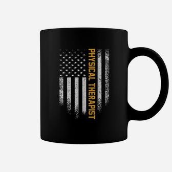 Vintage Usa Physical Therapist Distressed American Flag Gift Coffee Mug - Seseable