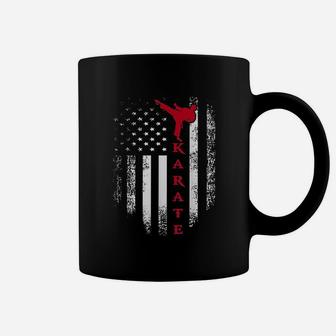 Vintage Usa Red White Karate American Flag Coffee Mug - Seseable
