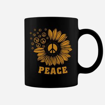 Vintage Yellow Sunflower Peace Sign Peaceful Hippie Coffee Mug - Seseable