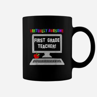 Virtually Awesome First Grade Teacher Back To School Coffee Mug - Seseable
