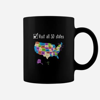 Visit All 50 States Gift Usa Bucket List Coffee Mug - Seseable