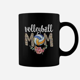 Volleyball Mom Leopard Floral Mothers Day Player Son Leopard Coffee Mug | Seseable UK