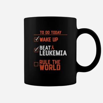 Wake Up Beat Leukemia Rule The World Quote Funny Coffee Mug - Seseable