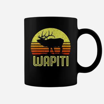 Wapiti Elk Hunter Dad Vintage Retro Sun Bow Hunting Gift T-shirt Coffee Mug - Seseable