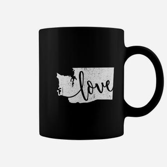 Washington Home Love Vintage State Map Outline Gift Coffee Mug - Seseable