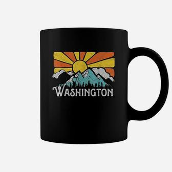 Washington Retro Mountains And Sun Vintage Graphic Coffee Mug - Seseable