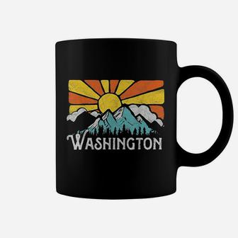 Washington Retro Mountains Sun Eighties Vintage Graphic Coffee Mug - Seseable