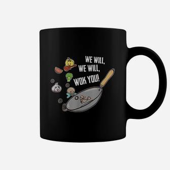 We Will Wok You Funny Food Pun Chef Chinese Cooking Wok Coffee Mug - Seseable