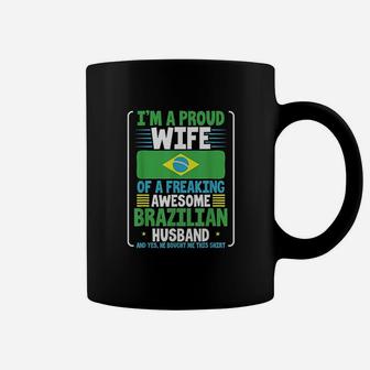 Wedding Gift Proud Wife Of Freakin Awesome Brazilian Husband Coffee Mug - Seseable