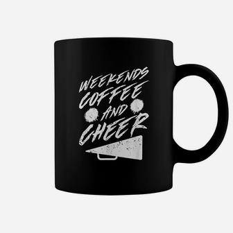 Weekends Coffee And Cheer Cheerleading Mom Coffee Mug - Seseable