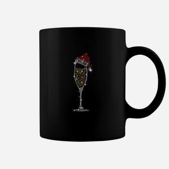 Weihnachts Sektglas Tassen mit Glitzer und Mütze, Festliches Design - Seseable