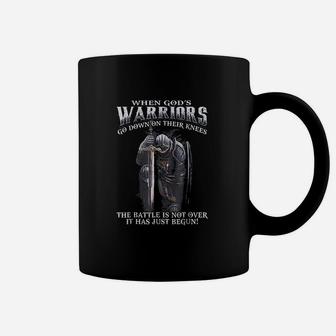 When God Is Warriors Go Down On Their Knees Coffee Mug - Seseable