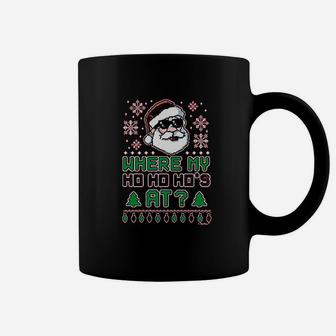 Where My Ho's At Santa Claus Ugly Christmas Coffee Mug - Seseable