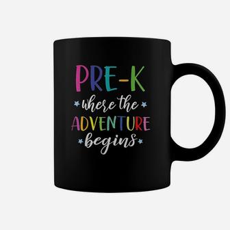 Where The Adventure Begins First Day Preschool Teacher Coffee Mug - Seseable