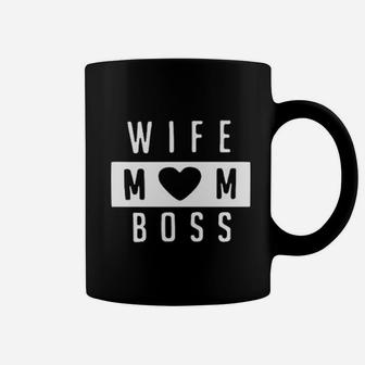 Wife Mom Boss Letter Print Strappy Coffee Mug - Seseable