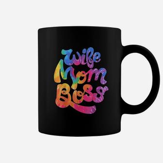 Wife Mom Boss Tie Dye Burst Coffee Mug - Seseable