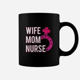 Wife Mom Nurse Gift Rn Lpn Symbols Nursing School Mothers Day Coffee Mug - Seseable