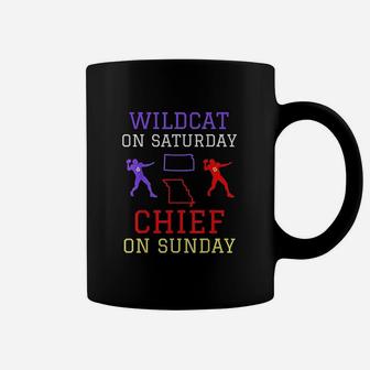 Wildcat On Saturday Chief On Sunday Kansas City Football Coffee Mug - Seseable