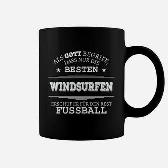 Windsurfen & Fußball Schwarzes Tassen, Spruch für Fans - Seseable