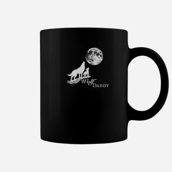 Wolf Daddy And Pup Howling At The Moon Coffee Mug - Seseable