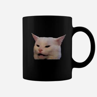 Woman Yelling At A Cat Confused Coffee Mug - Seseable