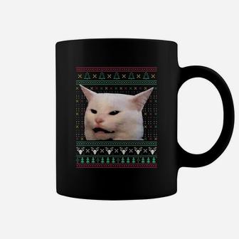 Woman Yelling At A Cat Ugly Xmas Sweaters Funny Meme Dress Coffee Mug - Seseable