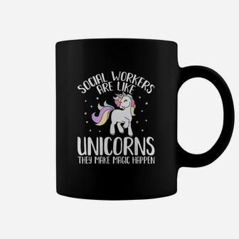 Women Social Workers Make Magic Happens Unicorn Social Work Coffee Mug - Seseable