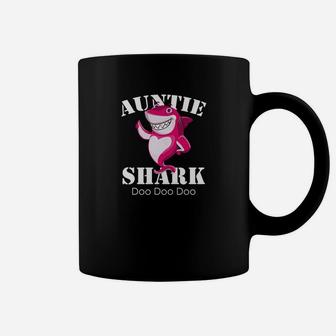 Womens Auntie Shark Aunt Cousin Matching Family Shark Coffee Mug - Seseable