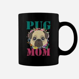 Womens Floral Pug Mom Puppy Pet Lover Coffee Mug - Seseable