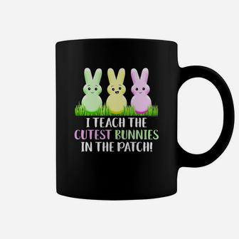 Womens I Teach The Cutest Bunnies In The Patch Teacher Easter Coffee Mug - Seseable