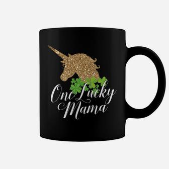 Womens One Lucky Mama St Patricks Day Unicorn Coffee Mug - Seseable