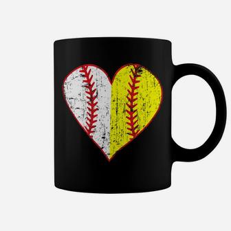 Womens Primitive Play Ball Love Baseball Softball Mom Heart Coffee Mug - Seseable