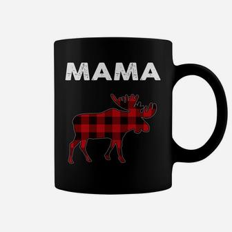 Womens Red Plaid Mama Moose Matching Family Christmas Pajama Gift Coffee Mug - Seseable