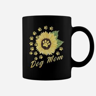 Womens Sunflower Dog Mom Paw Funny Gift For Dog Mom Coffee Mug - Seseable