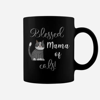Womens Womens Blessed Mama Of Cats Cute Funny Coffee Mug - Seseable