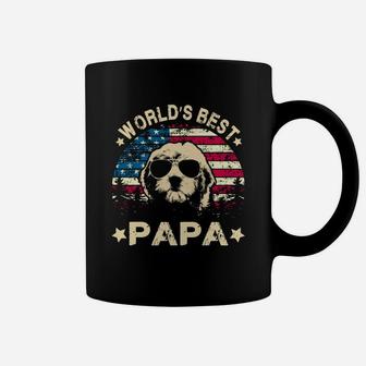 World Best Doodle Papa American Flag 4th Of July Shirt Coffee Mug - Seseable