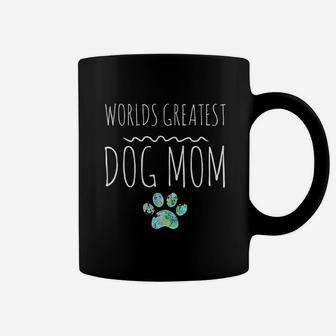 Worlds Greatest Dog Mom Gift Pet Owner Paw Print Coffee Mug - Seseable