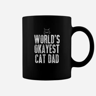 Worlds Okayest Cat Dad Funny Kitten Lover Coffee Mug - Seseable