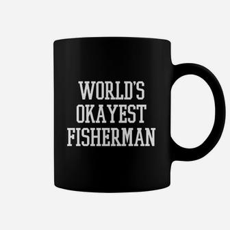 Worlds Okayest Fisherman Fathers Day Fishing Dad Coffee Mug - Seseable