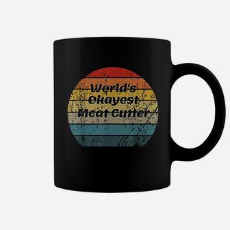 Worlds Okayest Meat Cutter Vintage Sunset 60s 70s Coffee Mug - Seseable