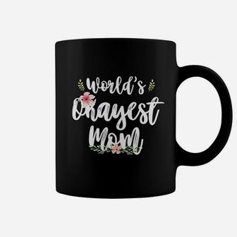 Worlds Okayest Mom Flourish Awesome Mother Coffee Mug - Seseable