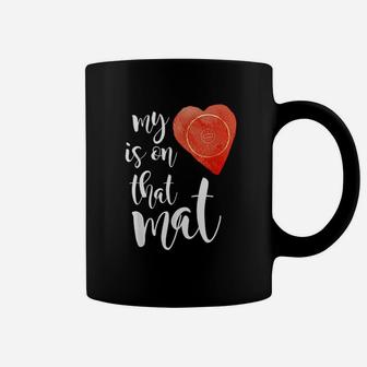 Wrestling Mom Girlfriend My Heart Is On That Mat Coffee Mug - Seseable