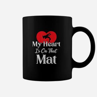 Wrestling My Heart Is On That Mat Mothers Day Coffee Mug - Seseable