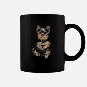 Yorkie Puppy In Pockets Coffee Mug - Seseable