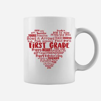 1st Grade Teacher Valentine Heart Gift First Grade Coffee Mug - Seseable
