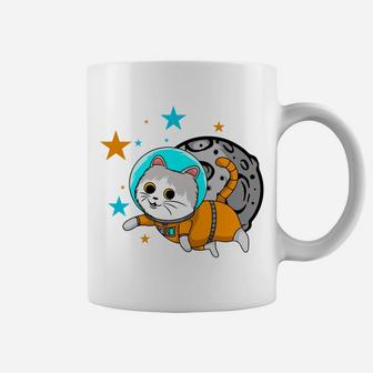 A Cute Cat Astronaut Flying In Space Cartoon Gift Coffee Mug - Seseable