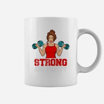 A Strong And Pretty Gymnastic Girl With Dumbbell Coffee Mug - Seseable